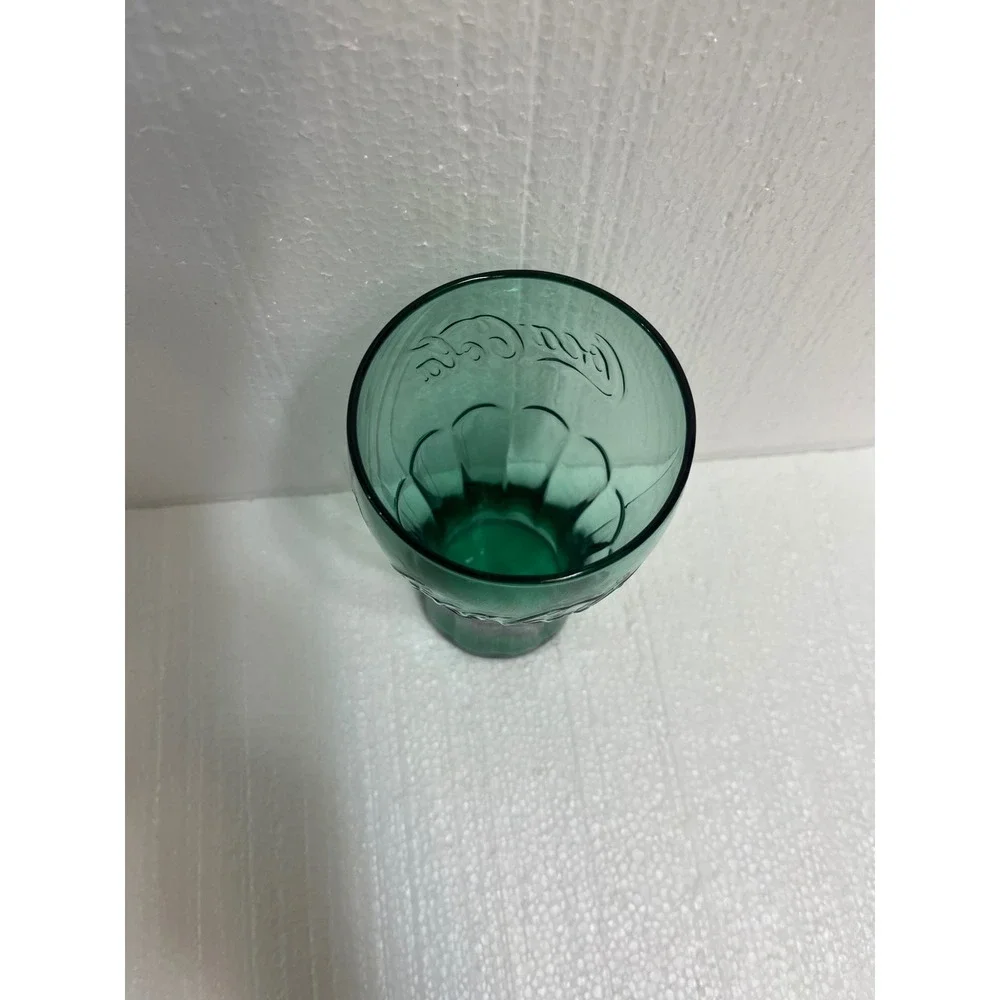 Coca Cola Green Glass Tumbler Embossed Logo Collectible‎ Drinkware
